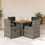 vidaXL 3-delige Bistroset met kussens poly rattan zwart