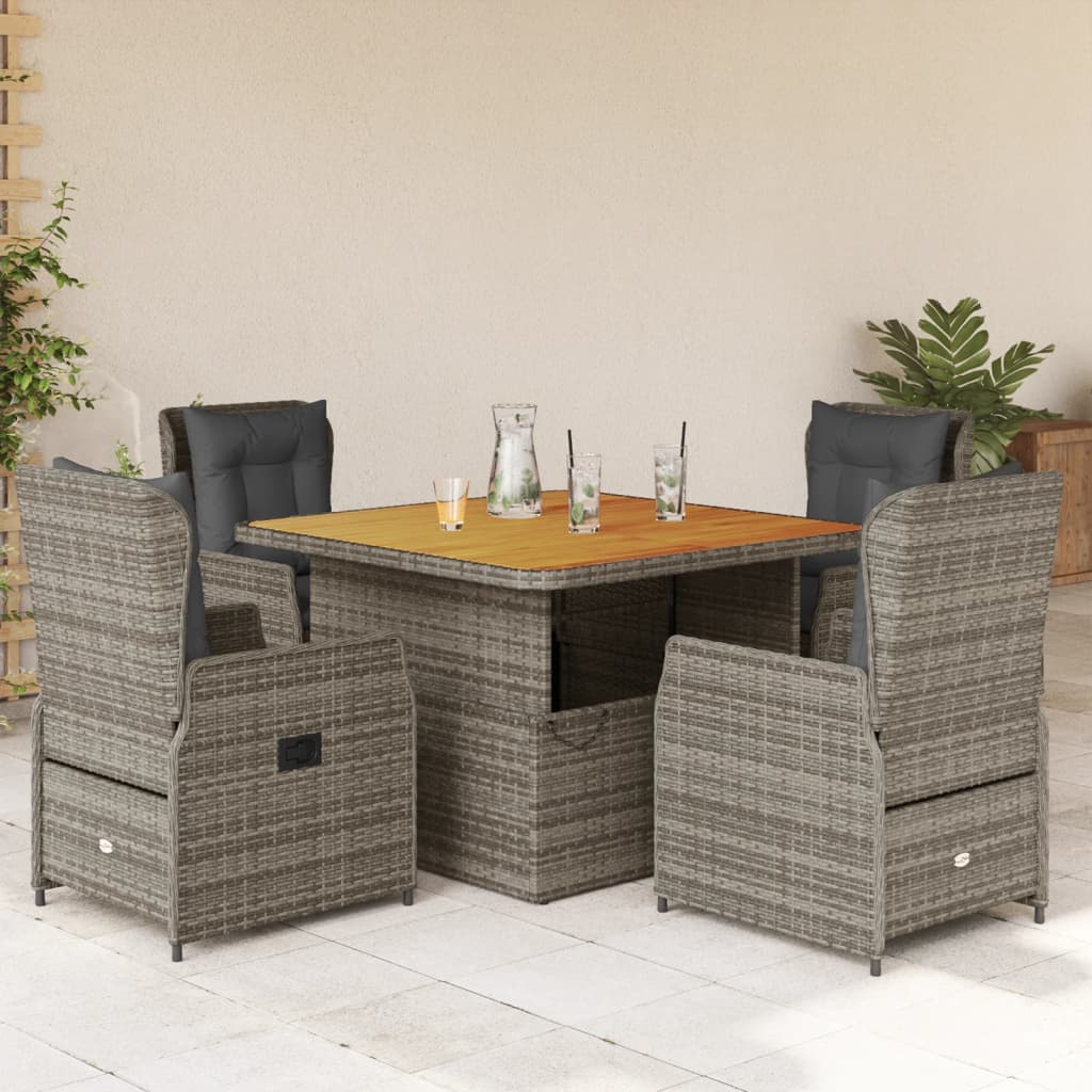 vidaXL 3-delige Bistroset met kussens poly rattan zwart