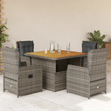 vidaXL 3-delige Bistroset met kussens poly rattan zwart