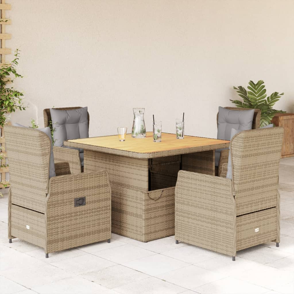 vidaXL 3-delige Bistroset met kussens poly rattan zwart