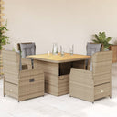 vidaXL 3-delige Bistroset met kussens poly rattan zwart