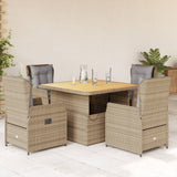 vidaXL 3-delige Bistroset met kussens poly rattan zwart