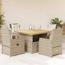 vidaXL 3-delige Bistroset met kussens poly rattan zwart