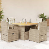 vidaXL 3-delige Bistroset met kussens poly rattan zwart