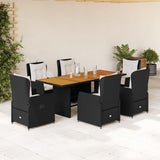 vidaXL 7-delige Tuinset met kussens poly rattan zwart