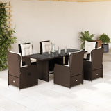 vidaXL 7-delige Tuinset met kussens poly rattan zwart