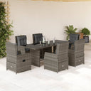 vidaXL 7-delige Tuinset met kussens poly rattan zwart
