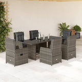 vidaXL 7-delige Tuinset met kussens poly rattan zwart