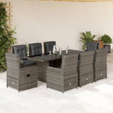 vidaXL 7-delige Tuinset met kussens poly rattan zwart