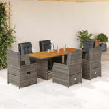 vidaXL 7-delige Tuinset met kussens poly rattan zwart