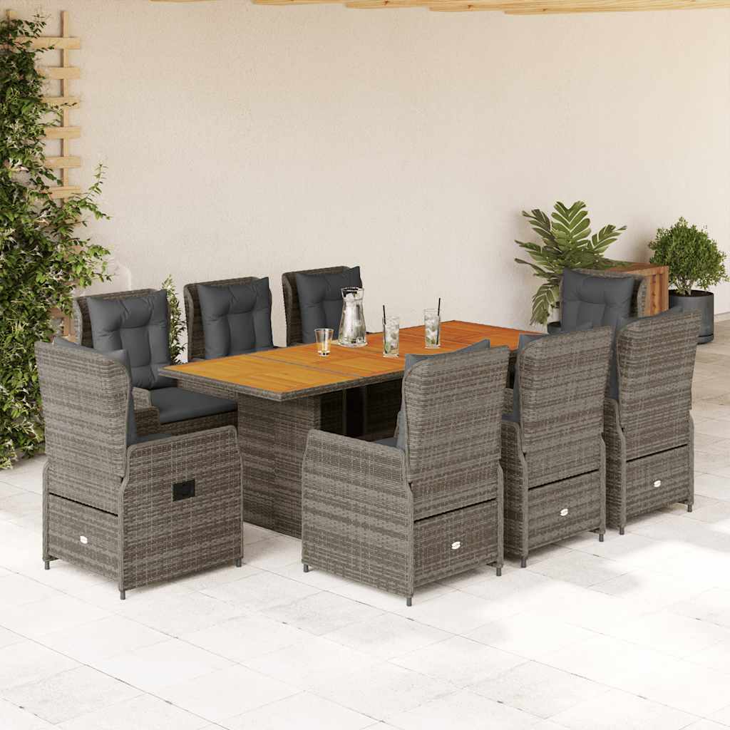 vidaXL 7-delige Tuinset met kussens poly rattan zwart