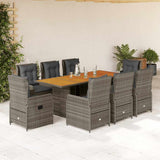 vidaXL 7-delige Tuinset met kussens poly rattan zwart