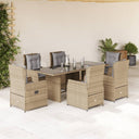 vidaXL 7-delige Tuinset met kussens poly rattan zwart