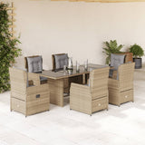 vidaXL 7-delige Tuinset met kussens poly rattan zwart