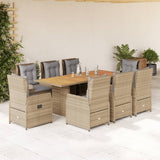 vidaXL 7-delige Tuinset met kussens poly rattan zwart