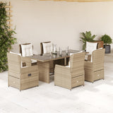 vidaXL 7-delige Tuinset met kussens poly rattan zwart