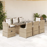 vidaXL 7-delige Tuinset met kussens poly rattan zwart