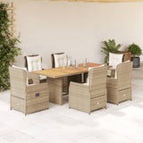 vidaXL 7-delige Tuinset met kussens poly rattan zwart