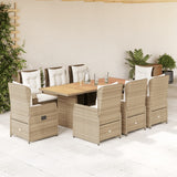 vidaXL 7-delige Tuinset met kussens poly rattan zwart