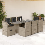 vidaXL 7-delige Tuinset met kussens poly rattan zwart