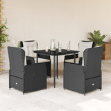 vidaXL 3-delige Tuinset met kussens poly rattan zwart