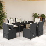 vidaXL 3-delige Tuinset met kussens poly rattan zwart
