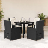 vidaXL 3-delige Tuinset met kussens poly rattan zwart