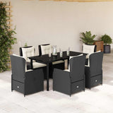 vidaXL 3-delige Tuinset met kussens poly rattan zwart
