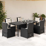 vidaXL 3-delige Tuinset met kussens poly rattan zwart