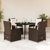 vidaXL 3-delige Tuinset met kussens poly rattan zwart