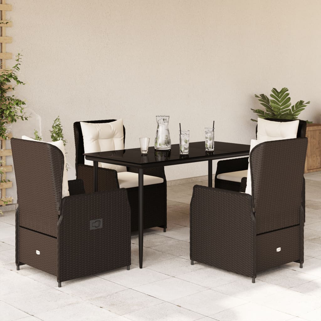 vidaXL 3-delige Tuinset met kussens poly rattan zwart