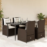 vidaXL 3-delige Tuinset met kussens poly rattan zwart
