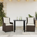 vidaXL 3-delige Tuinset met kussens poly rattan zwart