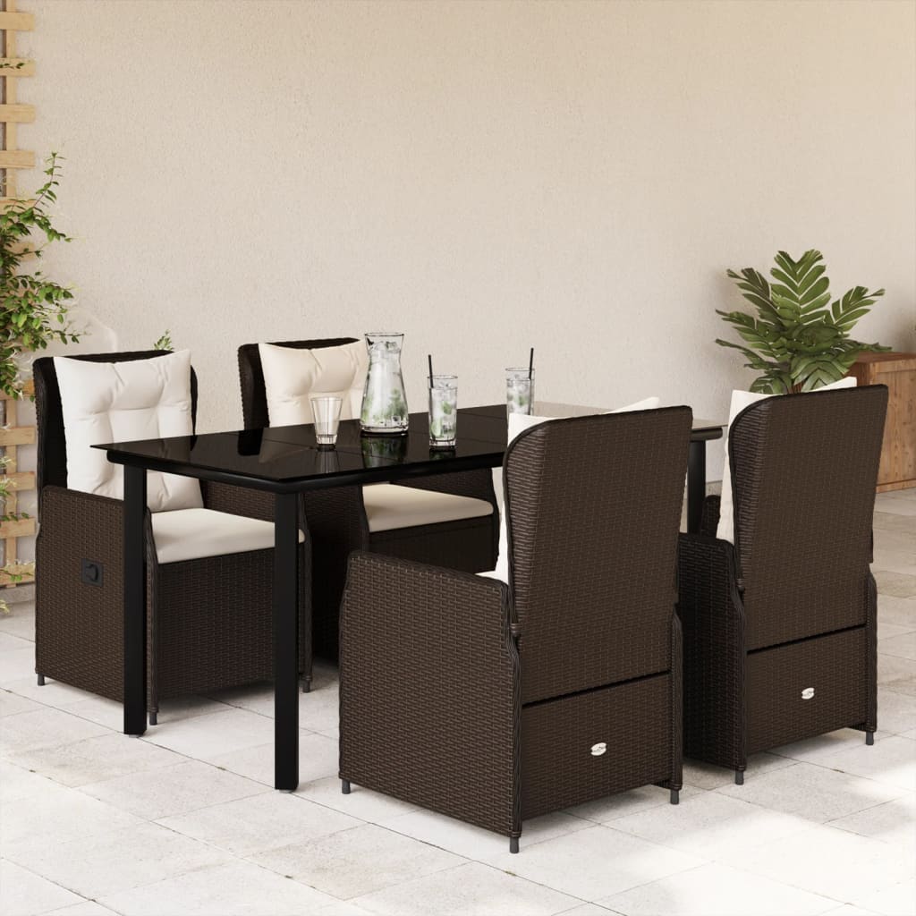 vidaXL 3-delige Tuinset met kussens poly rattan zwart