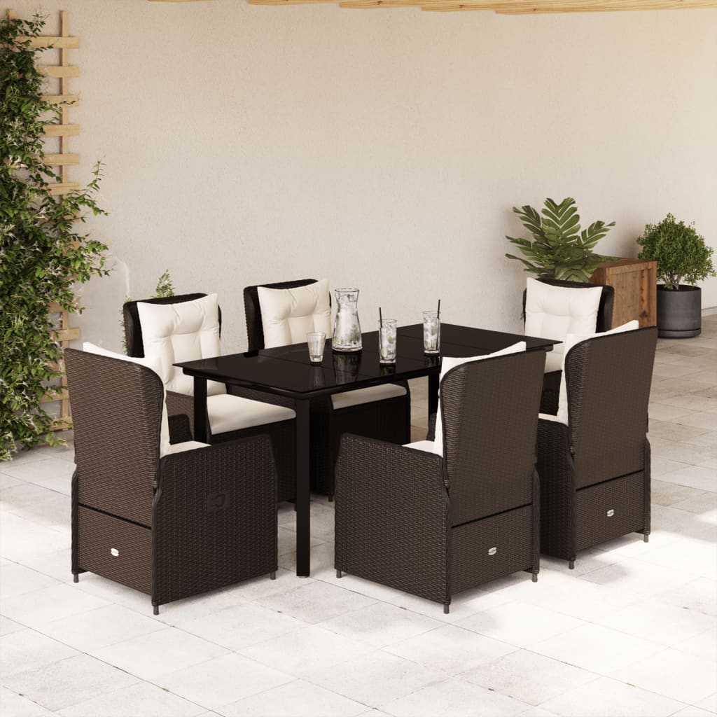 vidaXL 3-delige Tuinset met kussens poly rattan zwart