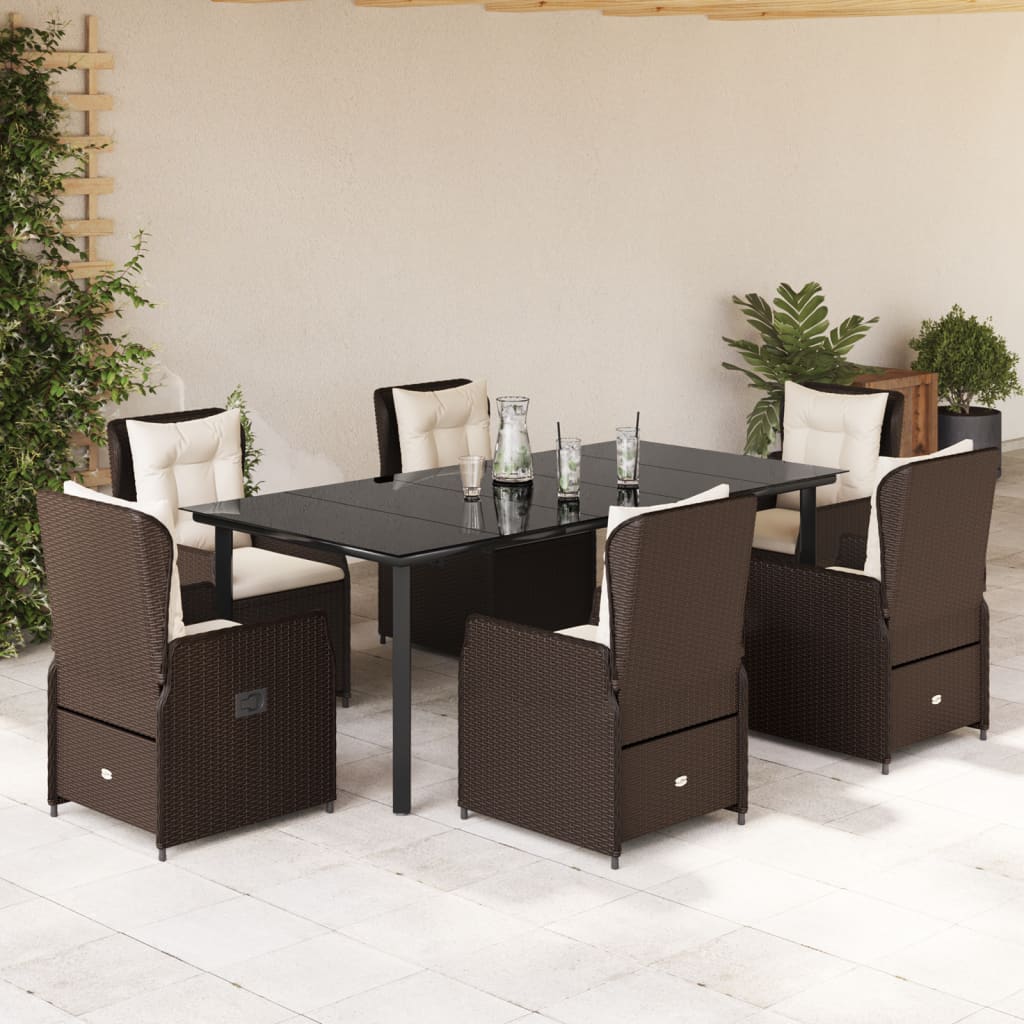 vidaXL 3-delige Tuinset met kussens poly rattan zwart