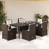 vidaXL 3-delige Tuinset met kussens poly rattan zwart