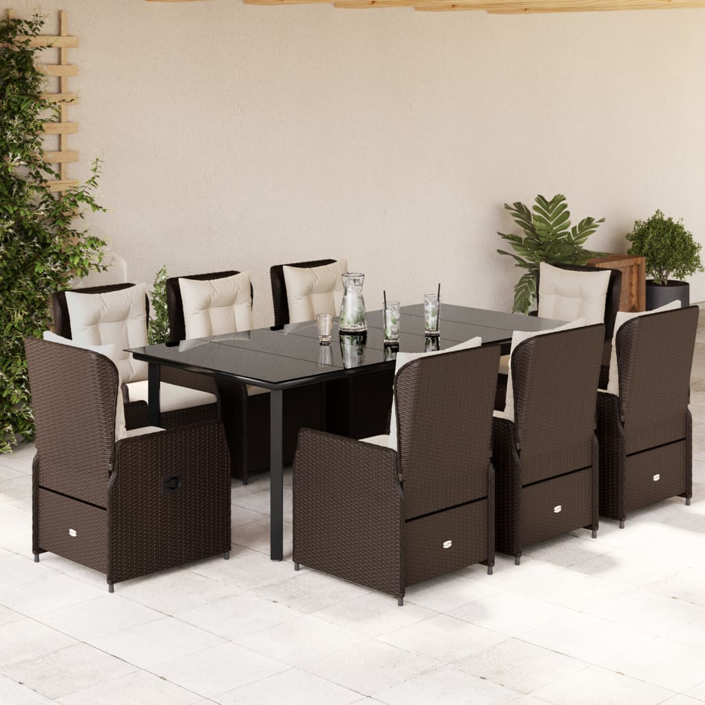 vidaXL 3-delige Tuinset met kussens poly rattan zwart
