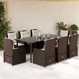 vidaXL 3-delige Tuinset met kussens poly rattan zwart