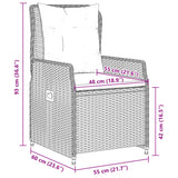 vidaXL 3-delige Tuinset met kussens poly rattan zwart