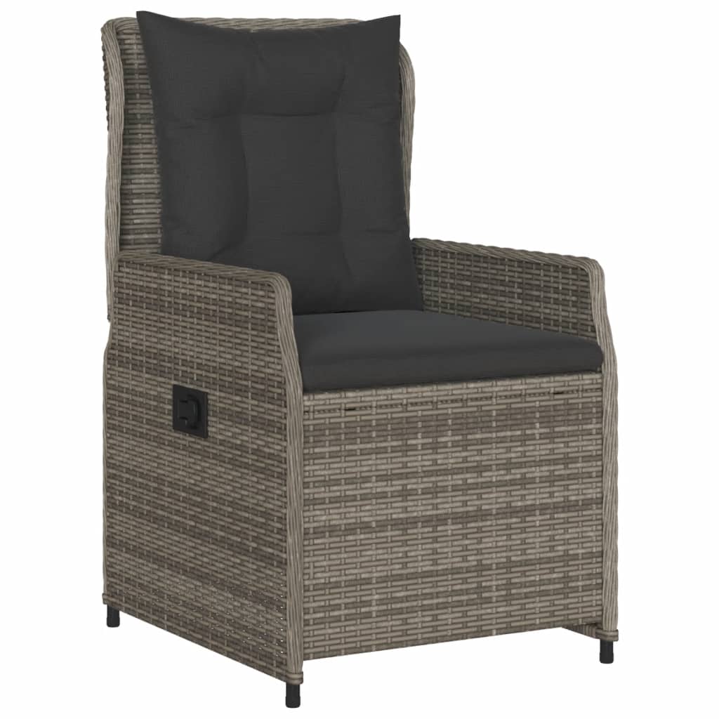 vidaXL 3-delige Tuinset met kussens poly rattan zwart