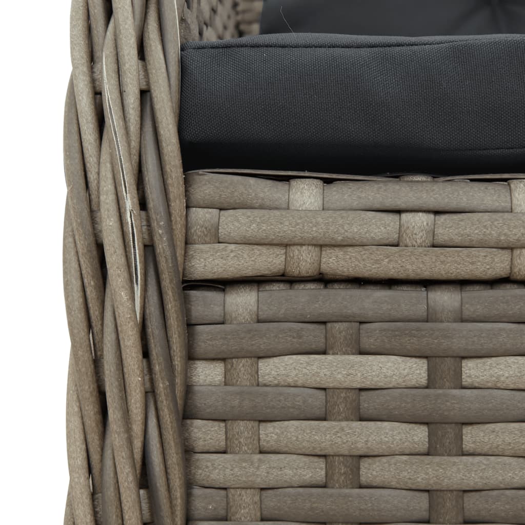 vidaXL 3-delige Tuinset met kussens poly rattan zwart