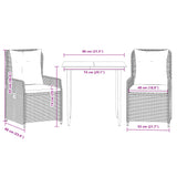 vidaXL 3-delige Tuinset met kussens poly rattan zwart