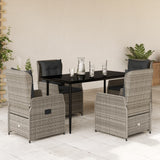 vidaXL 3-delige Tuinset met kussens poly rattan zwart
