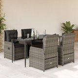 vidaXL 3-delige Tuinset met kussens poly rattan zwart