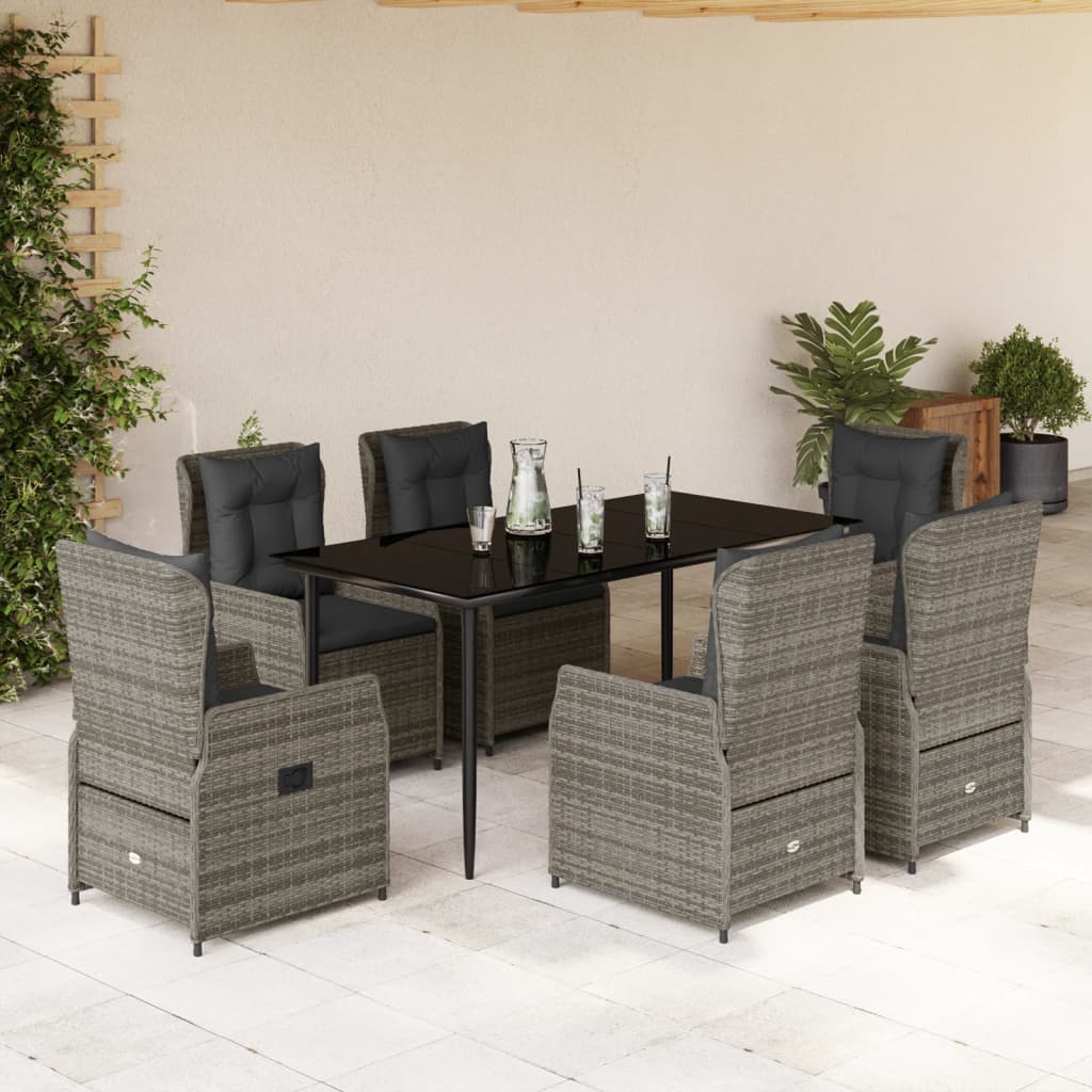 vidaXL 3-delige Tuinset met kussens poly rattan zwart