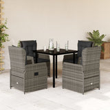 vidaXL 3-delige Tuinset met kussens poly rattan zwart
