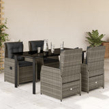 vidaXL 3-delige Tuinset met kussens poly rattan zwart