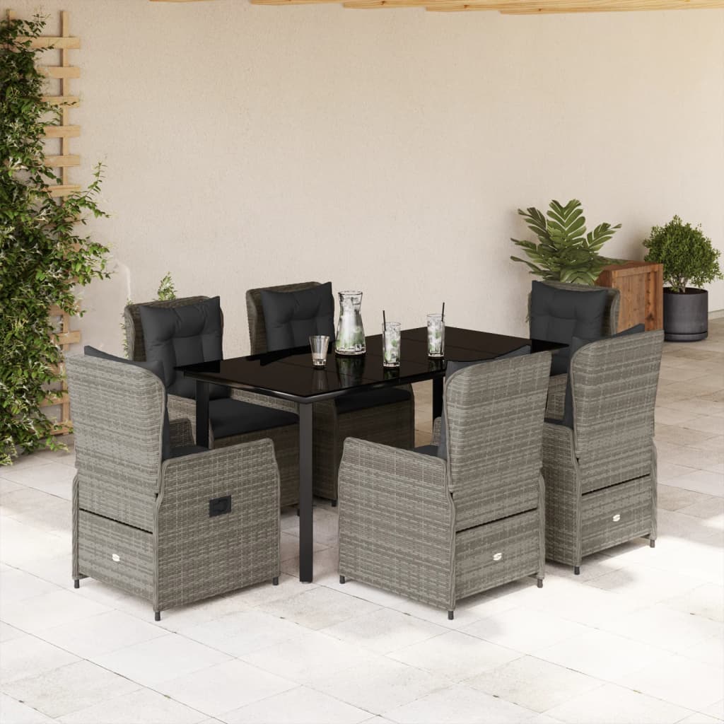 vidaXL 3-delige Tuinset met kussens poly rattan zwart