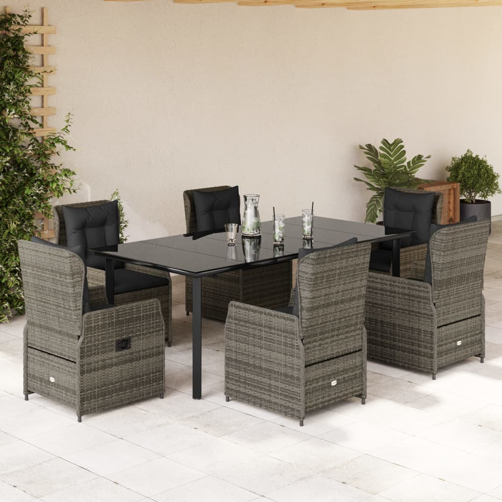 vidaXL 3-delige Tuinset met kussens poly rattan zwart